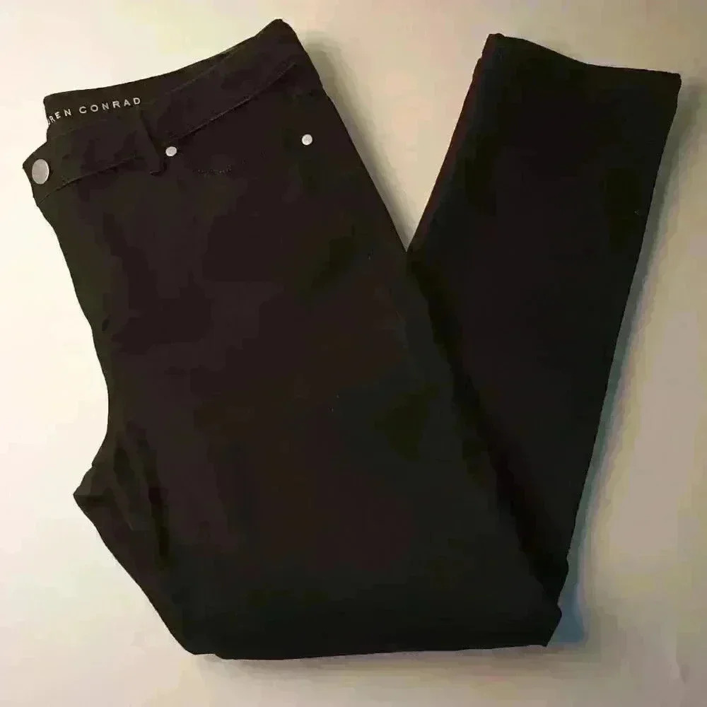 Lauren Conrad Brand Denim Jeans Size 16 High Rise Straight Leg Black Color